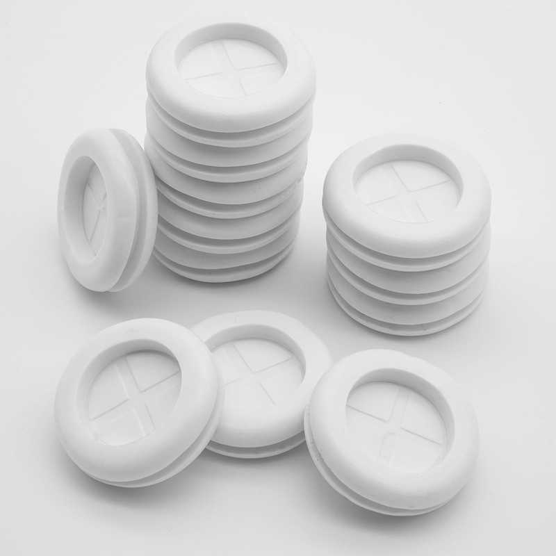 Semrien 24 Pcs 1-1/2 inch Rubber Grommet, White Wire Grommet