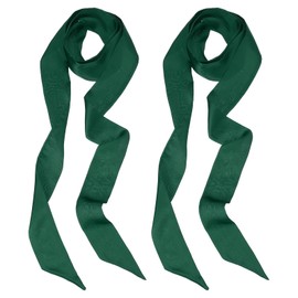 PATIKIL Stilvolles Bandtuch, 2er-Pack einfarbige schmale Seidenschals, lange Halstücher, Gürtel, Haarschals, Stirnbänder und Bänder für Frauen, Tiefgrün