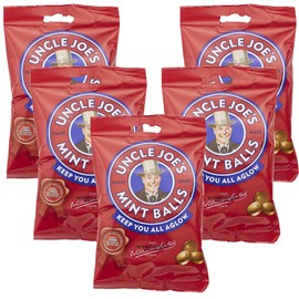 Uncle Joe's Mint Balls | British Hard Candy Bags | Gluten Free, Vegan & Natural | Hand Cooked on Open Fires | Individually Wrapped | UK Imported Gift Pack | 3.17 Oz (Pack of 5)