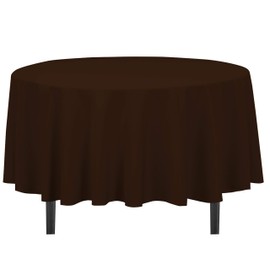 LinenTablecloth Round Cotton-feel Tablecloth, 90-Inch, Chocolate