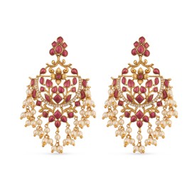 Tarinika Antique Gold-Plated Drop Earrings with Floral Design - Indian Earrings for Women | Perfect for Casual Occasions | Traditional Indian Jewelry for Women | 1 Year Warranty*