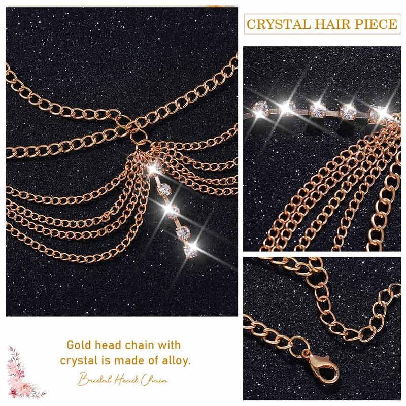 Latious Head Chain Jewelry Gold Rhinestone Forehead Headpiece Goddess Hair
