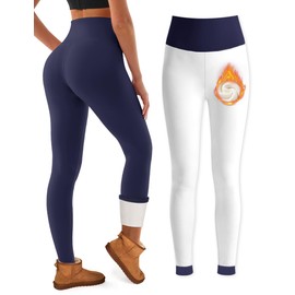 Bluemaple Fleece Lined Leggings Women High Waisted Tummy Control Thermal Warm Tights Workout Hiking Yoga Pants with Pockets