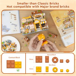 FINGER ROCK Street View Mini City Shop Building Set, Cute Animals Cat Building Toys Creative Architecture Set, Ideas Gifts for Adults Kids 8+ (917PCS)