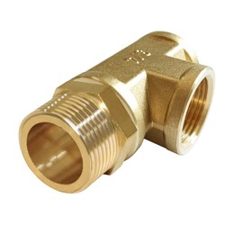 Joywayus Brass Tee Pipe Fitting Barstock 3 Way 3/4" NPT Female x 3/4" NPT Female x 3/4" NPT Male Hose Fitting