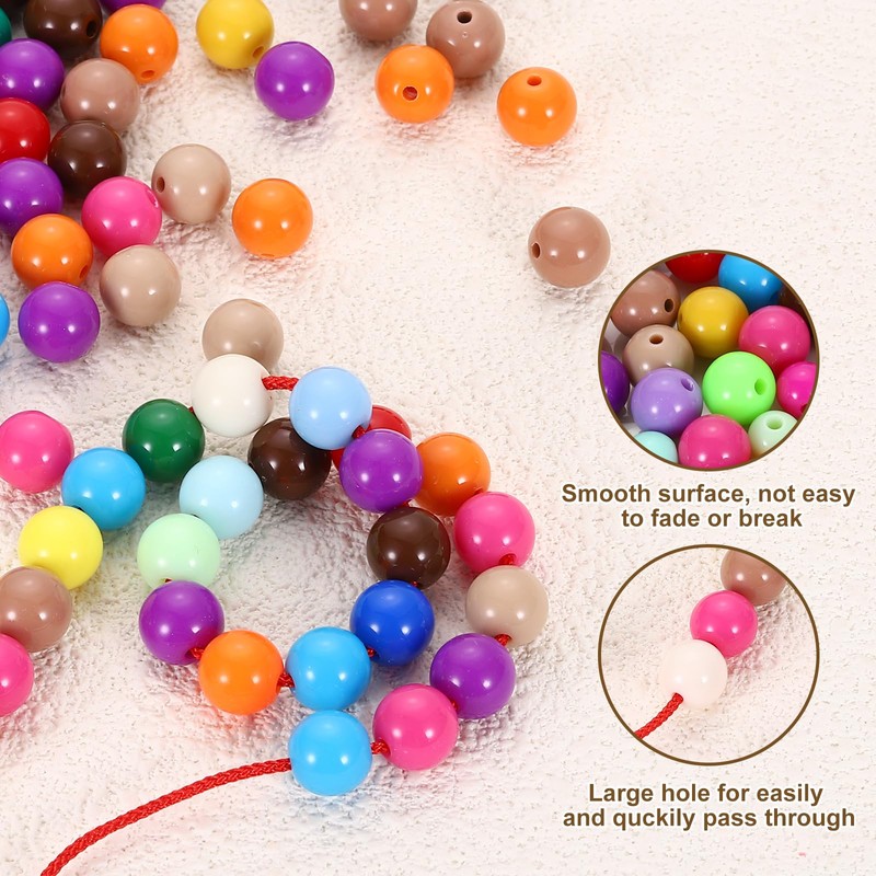 sourcing map 100pcs Orange Acrylic Round Beads 8mm Loose Bead