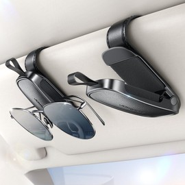 JOYROOM 2 Pack Car Organizer Sunglass Holder for Car Visor, 2025 Upgrade Super Magnetic Glasses Car Holder, Leather Eyeglass Hanger Clip Car Accessories Interior Gifts for Women Men
