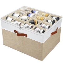 storasier Shoe Storage Organizer for Closet,Stackable Shoe Storage Box for Entryway,Cube Storage Cabinet,Organizador De Zapato,Folding House Container with Clear Cover,Portable Holder Shoe Rack(Brown)
