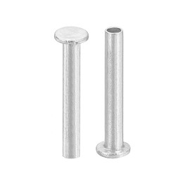 uxcell 200Pcs Semi Tubular Rivets, 2.5mm x 16mm Aluminum Round Flat Head Semi-Tubular Rivet Metal Stud Rivet for Industry Household Repairing Fastening, Silver