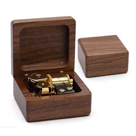 Mini 18 Note Wind Music Box – Walnut Wooden Music Box Birthday Present for Women, Popular, Stylish Interior Goods, Healing Goods, Anniversary, Wedding Gift ((Song: Castle in the Sky))