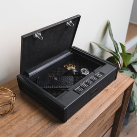 RPNB Gun Safe for Handgun, Pistol Safe with Fingerprint and Digital Keypad, Quick Access Biometric Handgun Safes for Home Nightstand Bedside, Gun Lock Box for 2 Pistols and More