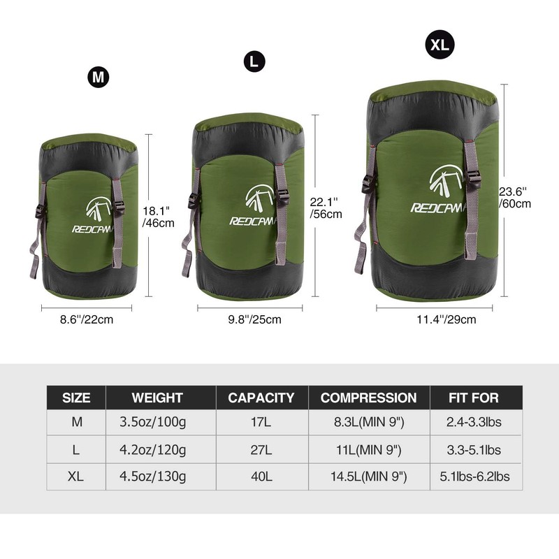 REDCAMP Compression Stuff Sack, Sleeping Bag Compression Sack Great for