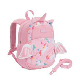 mommore Toddler Backpack, Kids Backpack with Leash, Unicorn Backpack for Girls 2-4, Cute 3D Cartoon Preschool Kindergarten Backpacks, Pink