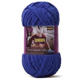 Lpalats Baby Blanket Yarn for Crocheting Soft - 1 Pack of 100g/3.5oz Chunky Chenille Yarn for Knitting Blankets Amigurumi - #6 Super Bulky - 87 Yards Thick Plush Yarns (1, Dark Blue)