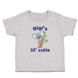 Toddler T-Shirt Funny Gigi's Lil' Cutie Koala Bear on Wood Branch with Green Leaves Cotton Wild Life Boy & Girl Clothes Face Baby Funny Tee Oxford Gray Design Only 2T