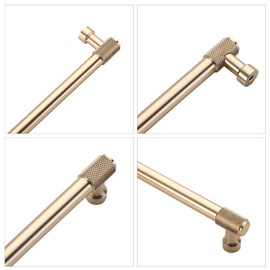 9BUILD EU0046 Pack of 10 Cabinet Handles, Brushed Gold, Hole Spacing 128 mm, Handles for Kitchen Cabinets, Knurled Furniture Handles, Kitchen Cupboard Door Handles
