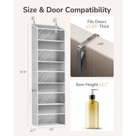 ULG 1-Pack Over Door Organizer with 5 Large Pockets 10 Mesh Side Pockets, 44 lbs Weight Capacity Hanging Storage Organizer with Clear Window for Bedroom Bathroom Kitchen, RV, Camper, Clear