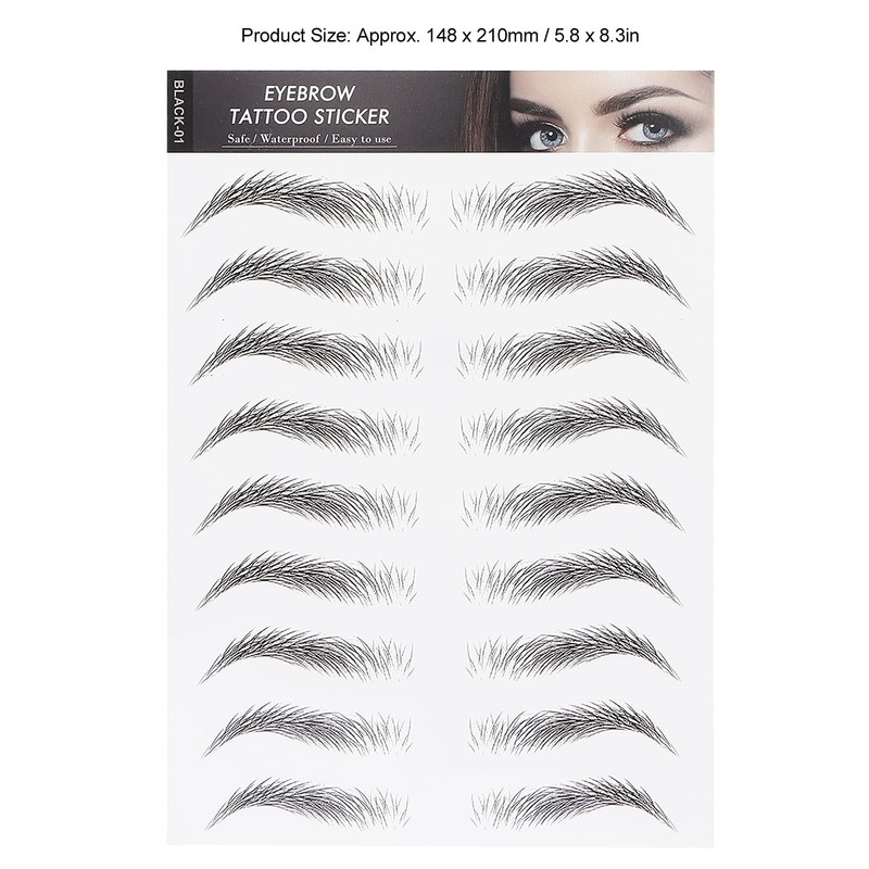 6D Eyebrow Tattoo Stickers, Eyebrow Shaping Stencils, Semi-Permanent, Hair-Like, Waterproof