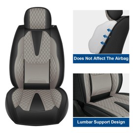 RAWAKORW Car Seat Covers for Honda Crosstour 2012-2015, Front Set Leather Ergonomic Seat Cover with Elevated Backrest Pillow Waterproof Seat Cushion Seat Protector Accessories (Black&Grey)