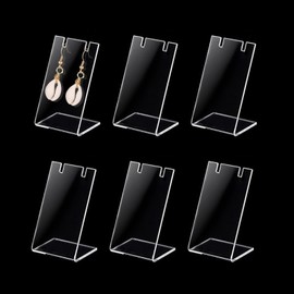 UAIAGM 6Pcs Acrylic Earring Display Stands Clear L-Shape Jewelry Holders for Earrings Small Organizer for Selling Vendor Displays Photography Props 1.3x1.7x3 Inch for Retail Showcases