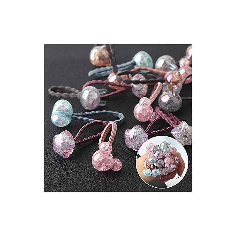 20 Pcs Children Elastic Hair Ties Blingbling Cute Candy Color