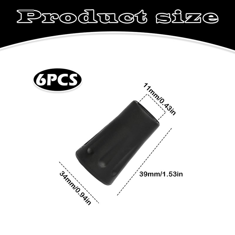 6 PCS Rubber Tips for Walking Sticks & Trekking Poles