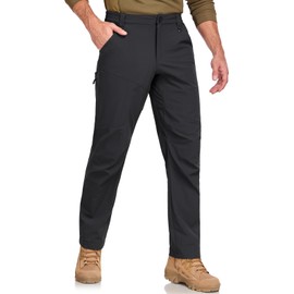 SPOSULEI Cargo Pants for Mens Lightweight Outdoor Hiking Work Pants Quick Dry Water Resistant Nylon Fishing Pants with Zipper Pockets Black 36Wx30L