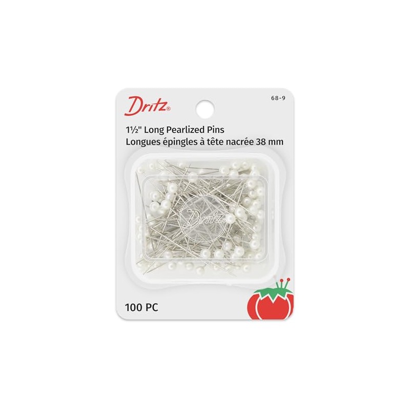 Dritz alfileres Largos con Cabeza nacarada, 100 Piezas, 2-Inch, Blanco,