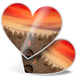 2 x Heart Stickers 7.5 cm - Damascus Gate Jerusalem Fun Decals for Laptops,Tablets,Luggage,Scrap Booking,Fridges, #8982