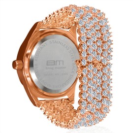 Usdiamondking 18K Rose Gold Finish Simulated Diamond Custom Band Men's Iced Luxury Watch 48mm