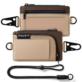 VULKIT Cartera para llaves impermeable con cordón para hombres y mujeres, cartera con cremallera para exteriores, con ventana transparente para documentos, para senderismo, pesca, monopatín y