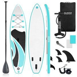 SUDOO 10FT Inflatable Stand Up Paddle Board, Ultra-Lightweight Surfboard with Non-Slip EVA Deck, Complete SUP Package for Adults, Beginners, Yoga, Fishing & Surfing (SUP-10-G-V)