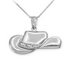 Polished 925 Sterling Silver Cowboy Hat Pendant Necklace, 16"