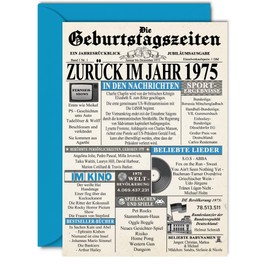 Stuff4 50th Birthday Cards for Men Women - Back in 1975 Newspaper - 50 Happy Birthday Anniversary Wedding Anniversary Card Vintage Born 1975 A5 Congratulations Cards
