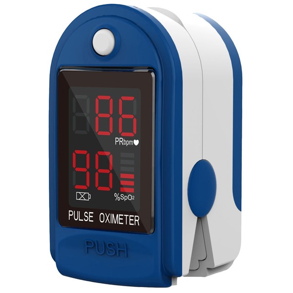 Clinical Guard CMS-50DL SpO2 Pulse Oximeter Fingertip, Blood Oxygen Saturation Monitor with Heart Rate Tracker, Fingertip Pulse Oximeter with Batteries, Silicon Cover & Case, Lanyard, Blue