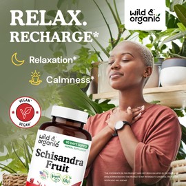 Wild & Organic Schisandra Fruit Capsules - 180 Count - Calmness & Mood Support Supplement