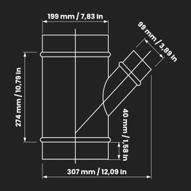8" Inch to 4" Inch Branch Wye-Shape Ducting Splitter - 45 Degree Galvanized Steel 3-Way Dust Collection Fitting - Branches for Exhaust Fan - Ducting Adapter - Duct Hose Connector