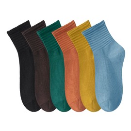 MAGIARTE Women's Mini Crew Ankle Socks Pure Cotton Sporty Leisure Socks for Women, DE-Mini Crew Socks Color #10 (6 Pairs)