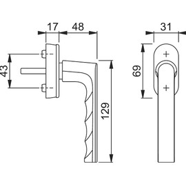 HOPPE Hamburg SecuForte + VarioFit Window Handle 90° 7 x 32-42 mm Brown RAL 8707 Ref 11701365