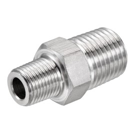 sourcing map 304 Stainless Steel Hex Reducer Pipe Fitting 1/4 x 1/8 NPT Male Thread Connector Adapter