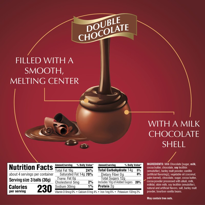 Lindt LINDOR Double Chocolate Milk Chocolate Candy Truffles, Milk Chocolate