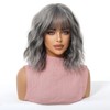 Short Grey Wavy Wigs for Women Natural Synthetic Wig with