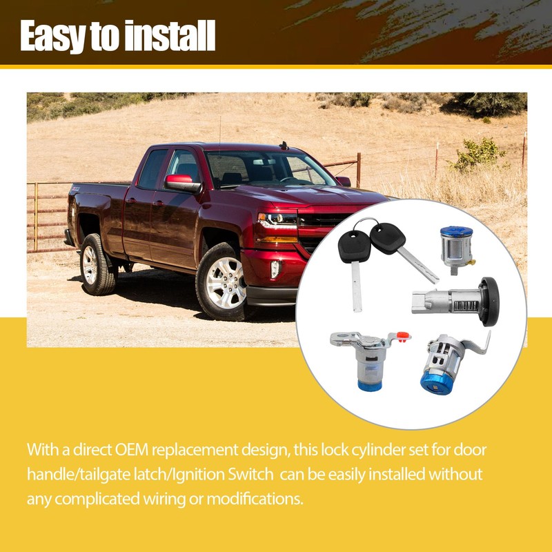 Lock Cylinder Set with Switch 13590041 84668679 Fit for Chevy