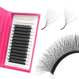 XIUSUZAKI 6D W Shape Eyelash Extension 0.07 D Curl Volume Premade Fans LU Matte Black Cluster Lash Extensions(6D 0.07 LU, 13mm)