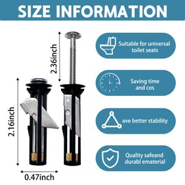 Toilet Seat Bolts Fittings Kit, 4pcs Heavy Duty Toilets Seats Fastener Locking Bolts Replacement Fixing Kits for Top Lid Hinges, Easy Installation and Maintenance Universal Toilet Seat Screws