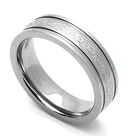 DoubleAccent 6MM Comfort Fit Titanium Wedding Band Celtic Knot Grooved Ring (Size 7 to 14) Size 14
