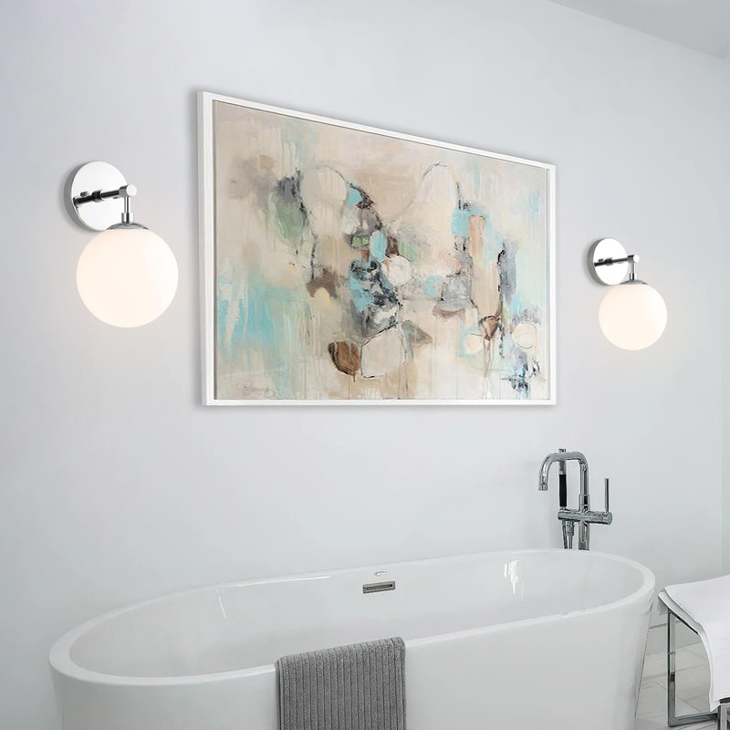 XiNBEi Lighting Globe Wall Sconce Modern 1 Light Chrome Sconce