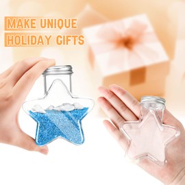 Yinkin 30 Pcs 5.5 oz Star Sand Art Bottles Plastic Clear Sand Bottles with Lids Candy Jars for DIY Craft Party Decoration(Aluminum Lid)