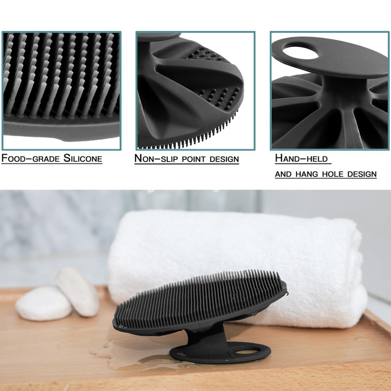 INNERNEED Soft Silicone Body Scrubber Handheld Shower Cleansing Brush, Gentle