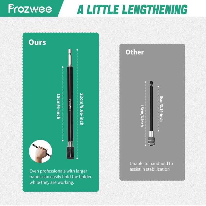 Prozwee 2-Pack 8.6-Inch Quick Release Bit Holder with Free-Spinning Sleeve,1/4"